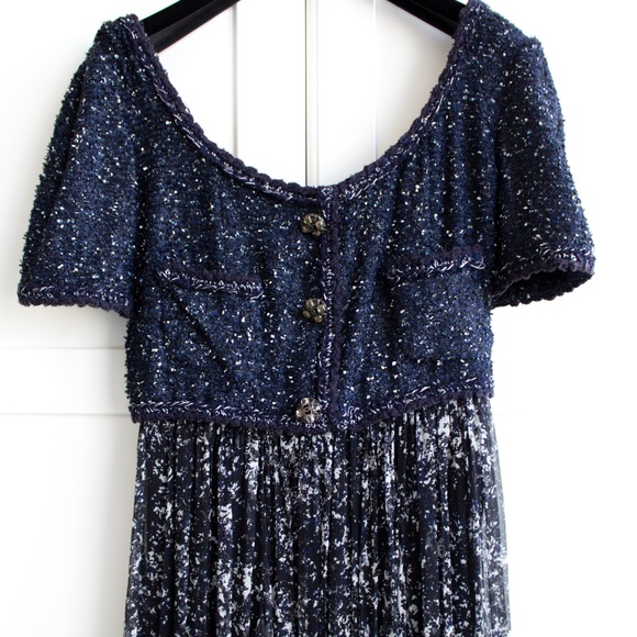$13600 Chanel S/S 2012 Starry Night Navy Fantasy Tweed Gripoix 12P Maxi Dress - Picture 6 of 15